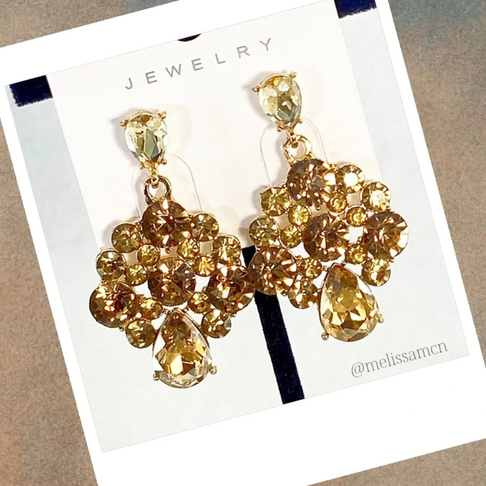 Crystal Chandelier Earrings Cocktail Formal Wedding - Picture 1 of 4